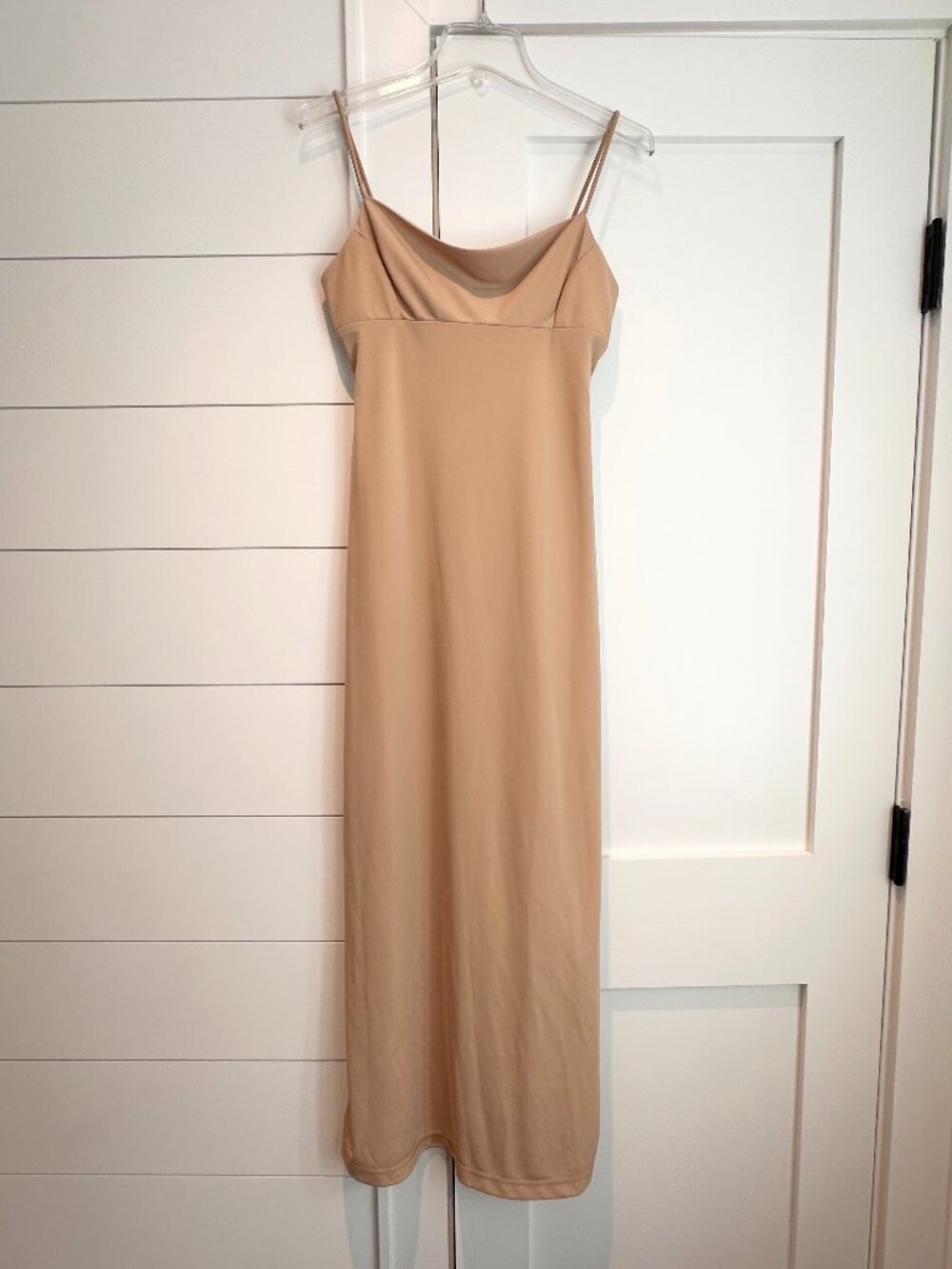 BCBG Max Azria Beige Nude Cowl Neck Midi Slip Dress - Size Medium - USA
